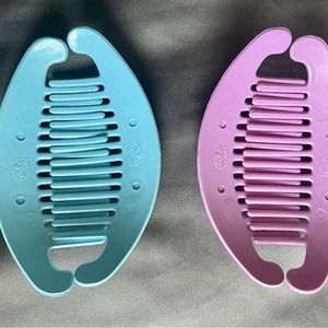 Vintage Goody 1980s TZERS Hair Cincher Comb Banana Clip 5.25in 80's blue & purp